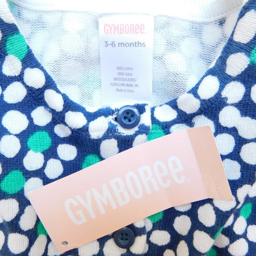 Gymboree‎ Baby Girl 3-6 M Teal Dot Cardigan Sweater